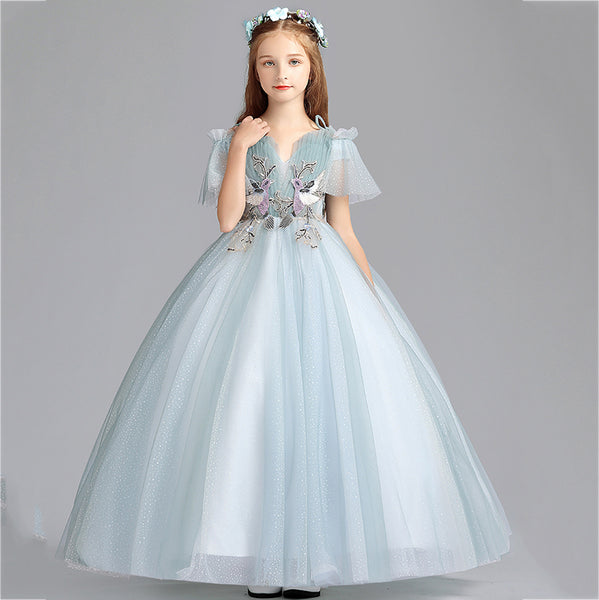 Girls Fairy Tulle Flower Girl Dress Appliques Dress for Party