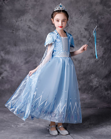 Snow Queen Elsa Princess Custume Dress Up Halloween Birthday Party Cosplay for Girls